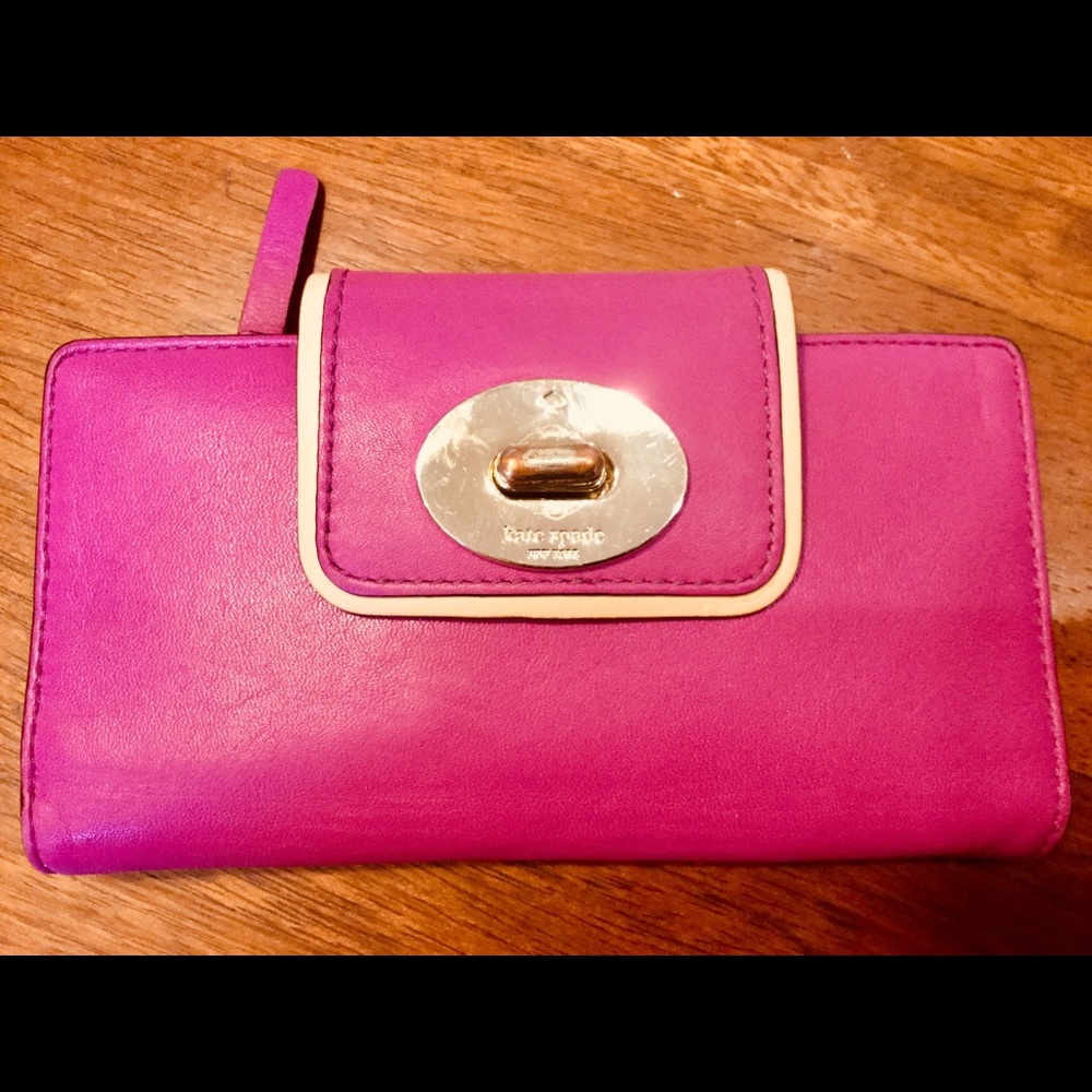 Kate Spade Pink Wallet with Striped Lining